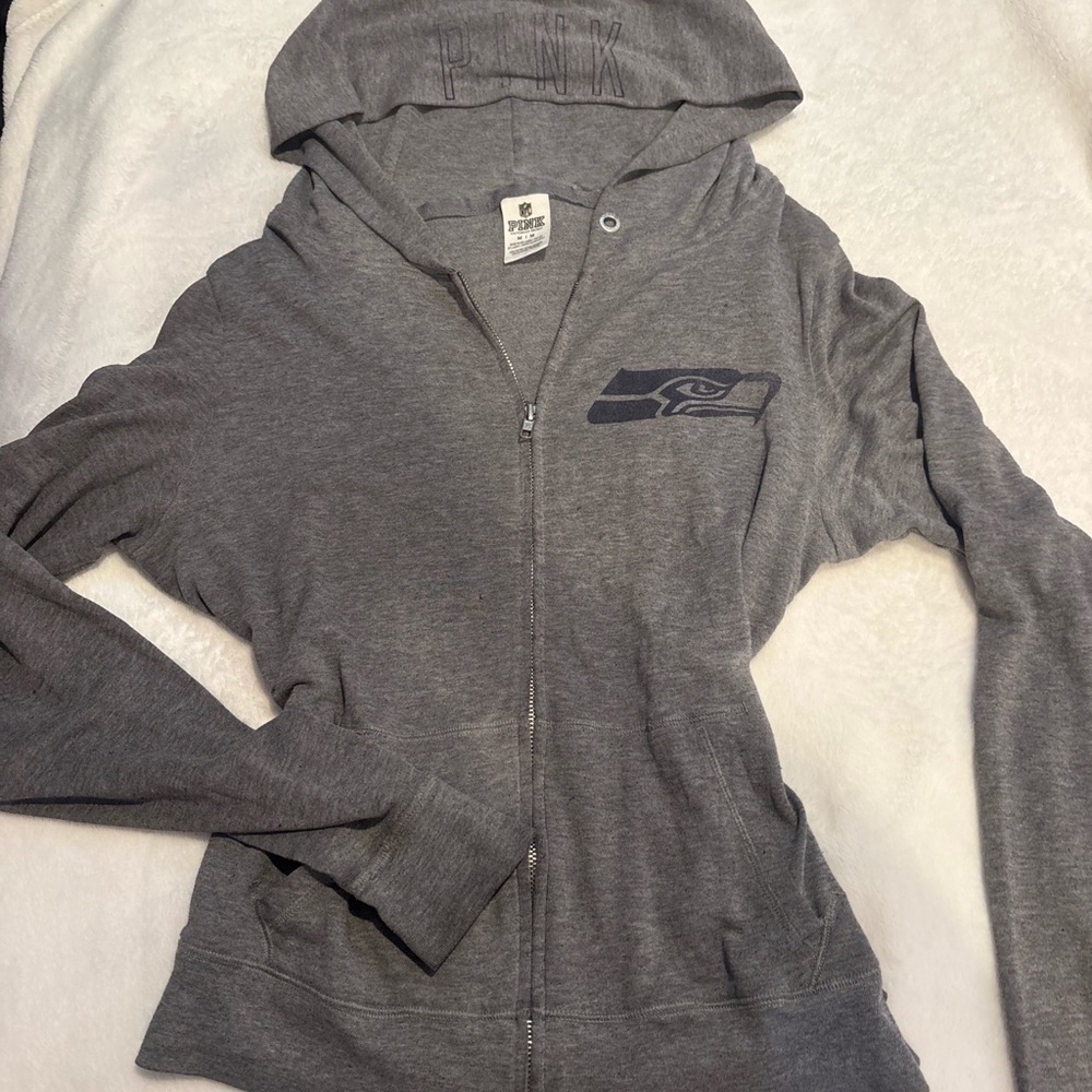 Victoria's Secret Pink Gray Zip-Up Hoodie